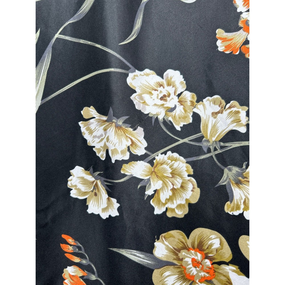 Black Floral Satin Slip Dress V-Neck Adjustable Straps Womens Medium - Picture 7 of 16